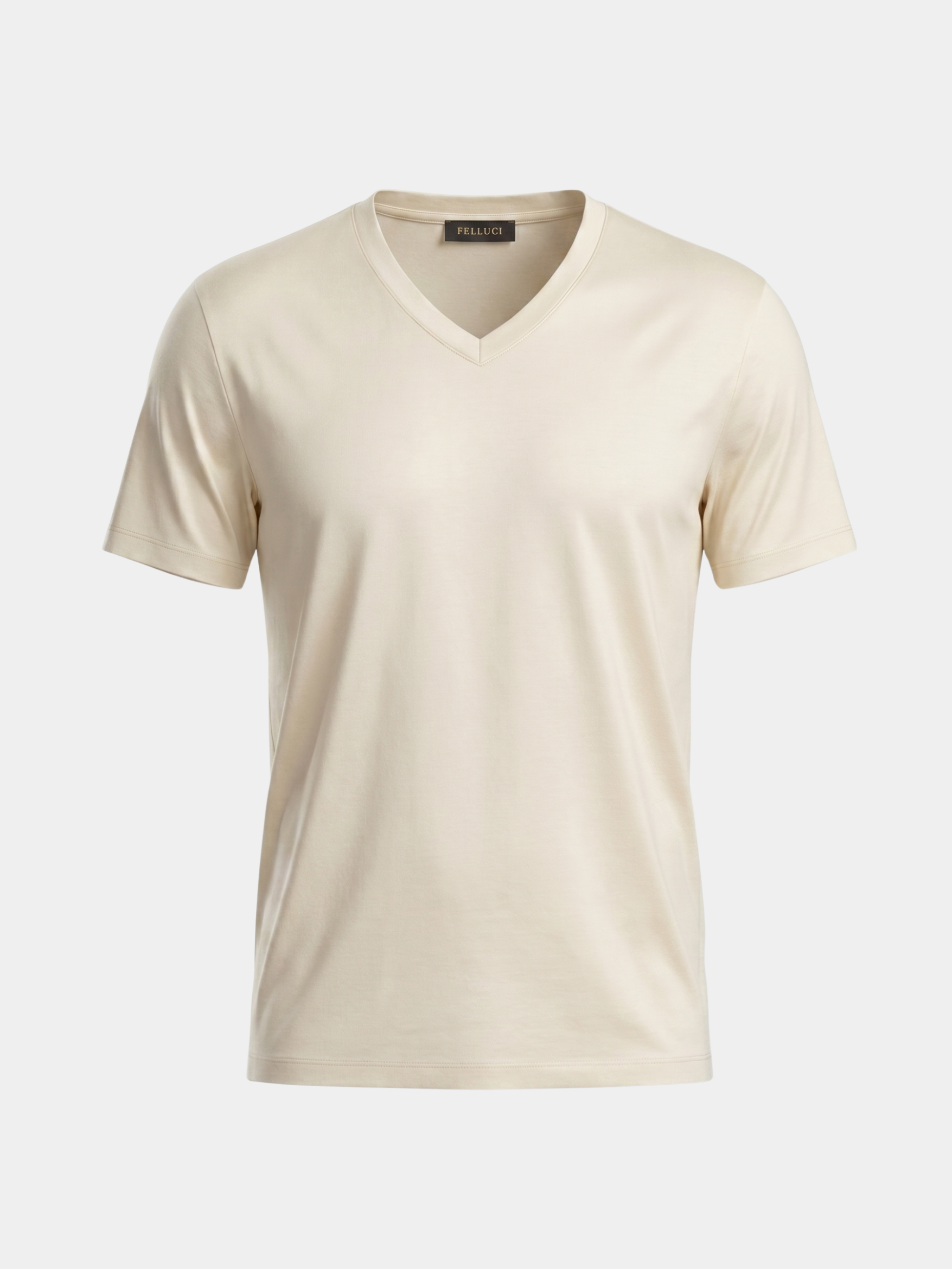 Mercerized V-Neck Tee - Sand