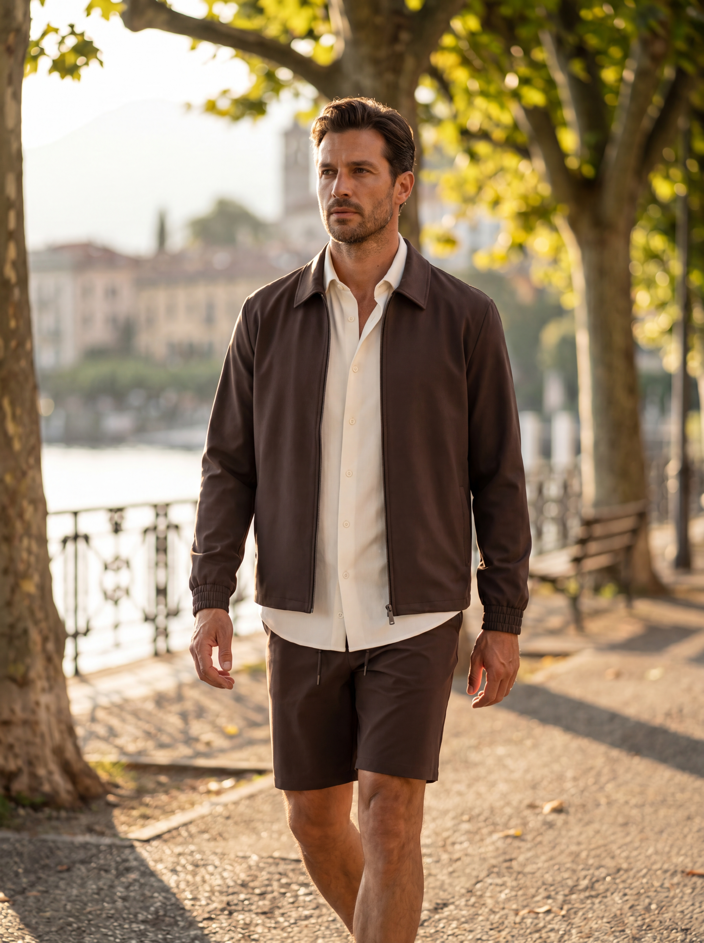 Technico Jacket with Collar - Brown