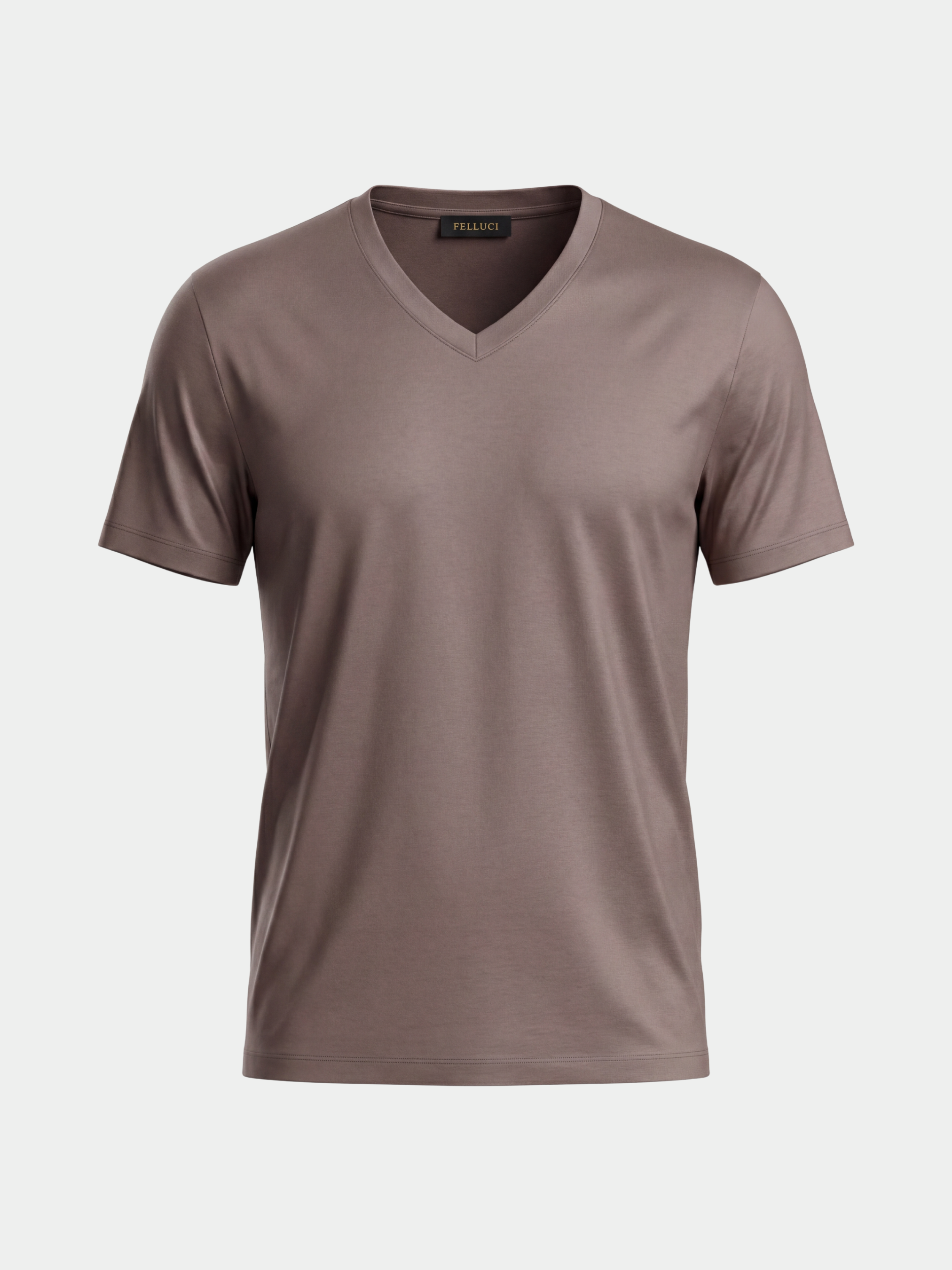 Mercerized V-Neck Tee - Brown